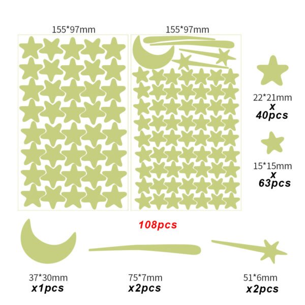 Autocollants muraux étoiles de lune lumineux pour chambre d'enfant, décor de chambre à coucher, lueur dans la terre sombre, autocollants muraux noctilumineux, décor de maison 17