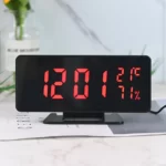 Réveil numérique miroir avec 3 alarmes de température et d'humidité, Snooze, horloge de Table de bureau, Mode nuit 12/24H USB, horloge électronique LED 9