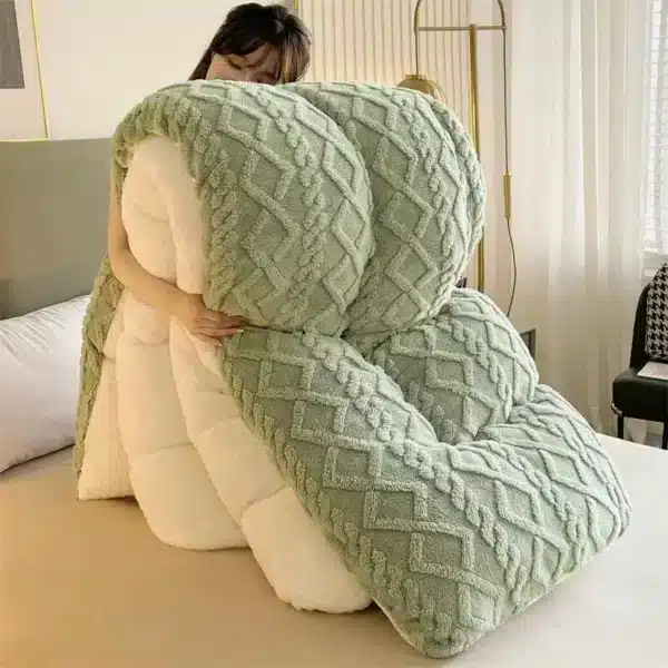Couverture chaude Super épaisse pour lit, en cachemire d'agneau artificiel, douce et confortable, couette 3