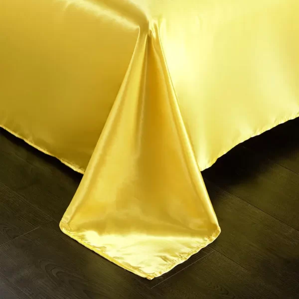 Bonenjoy – drap de lit en Satin de Polyester teint, drap plat de couleur jaune, Queen Size, sabanas, cama 90, 1 pièce 2