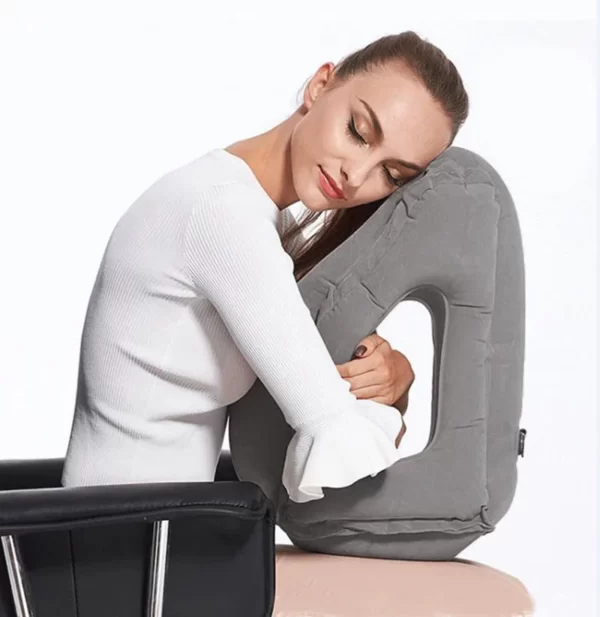 Oreiller de voyage gonflable en PVC, appui-tête Portable, coussin de soutien du menton pour avion, voiture, bureau, sieste 13
