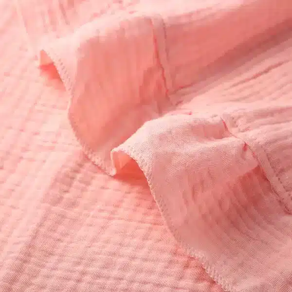 Couverture en coton 100% biologique pour bébé, ronde, gaze, à volants 17