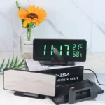 Réveil numérique miroir avec 3 alarmes de température et d'humidité, Snooze, horloge de Table de bureau, Mode nuit 12/24H USB, horloge électronique LED 2