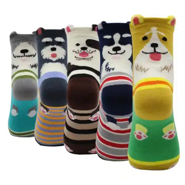 Chaussettes en coton de dessin animé mignon Kawaii pour femmes, mode colorée, 5 paires 14