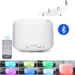 Humidificateur à brume fraîche à ultrasons, diffuseur d'huiles essentielles et d'arômes, veilleuse pour 7 documents avec haut-parleur de musique Bluetooth, arrêt automatique 9