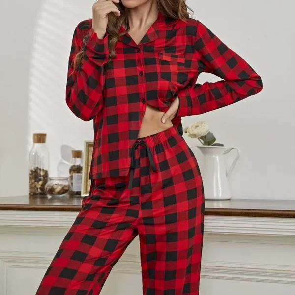 Pyjama a carreau rouge femme