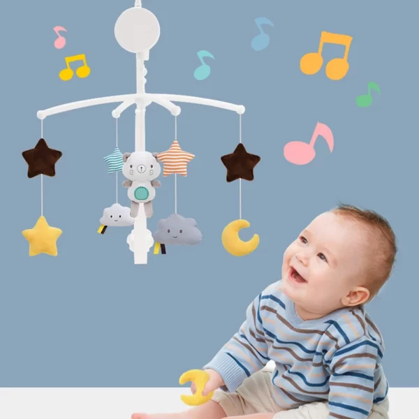Hochets pour bébés de 0 à 12 mois, porte-jouet mobile rotatif, boîte à musique, pour nouveau-né 2