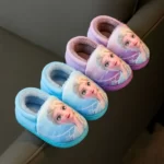 Chaussons à talons en coton Disney Princess Elsa pour enfants, chaussures plates, noir, violet, chaud, congelé, enfants, filles, hiver, taille 24-40 1