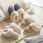 Pantoufles de Luxe en Faux Daim pour Femme, Chaussures Chaudes en Fourrure, en Peluche, en Coton, Nik, Chambre à Coucher, Talons Plats, Moelleux, Hiver 2023 1