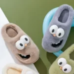 Pantoufles chaudes en peluche pour hommes, dessin animé drôle, semelle souple d'hiver, toboggans à plateforme intérieure non ald, chaussures en coton décontractées pour la maison, nouveau 4
