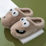 Pantoufles chaudes en peluche pour hommes, dessin animé drôle, semelle souple d'hiver, toboggans à plateforme intérieure non ald, chaussures en coton décontractées pour la maison, nouveau 2