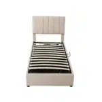 Lit avec sommier à ressorts 90x200 cm, lit simple avec cadre à lattes, lit de rangement pour chambre à coucher, sans matelas 11