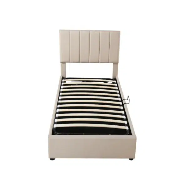 Lit avec sommier à ressorts 90x200 cm, lit simple avec cadre à lattes, lit de rangement pour chambre à coucher, sans matelas 11