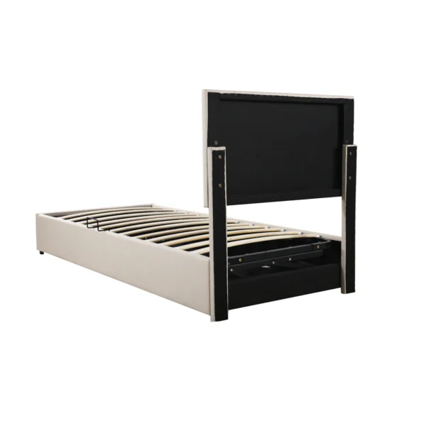 Lit avec sommier à ressorts 90x200 cm, lit simple avec cadre à lattes, lit de rangement pour chambre à coucher, sans matelas 5