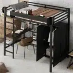 Lit de sol en fer pour enfants et adolescents, table et Cisco, ventilateur à main, 5 niveaux 6