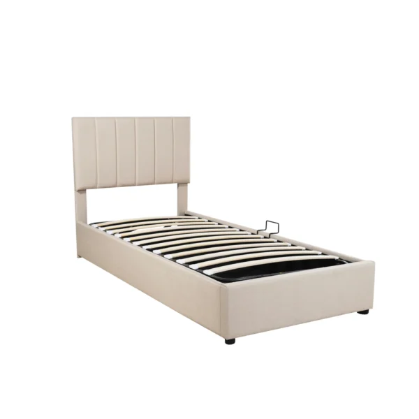 Lit avec sommier à ressorts 90x200 cm, lit simple avec cadre à lattes, lit de rangement pour chambre à coucher, sans matelas 13