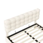 Lit rembourré Lazyspace, lit double, avec capteur de lumière, espace de rangement et sommier à lattes, tête de lit en velours doux, lit pour jeunes, beige 16